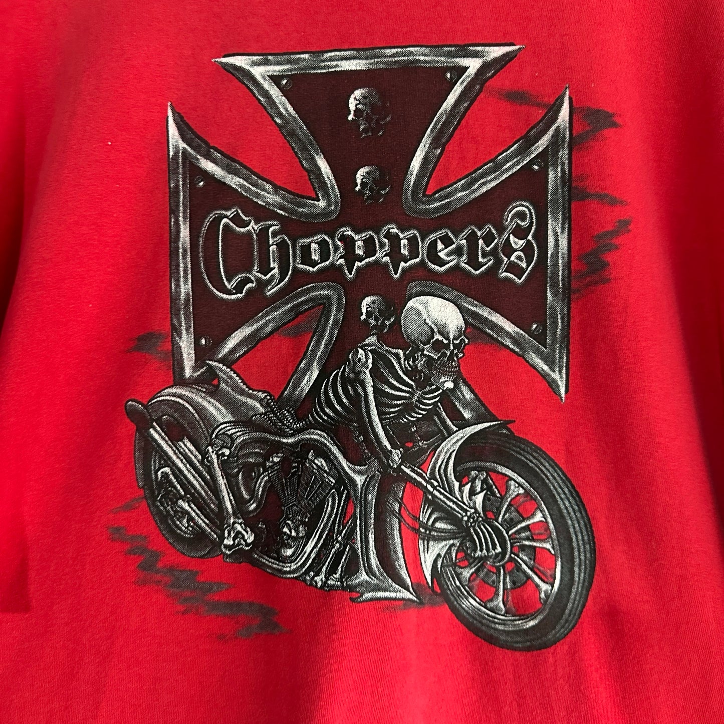 Camisa Vintage West Coast Choppers De Hombre Talla 2XL Color Rojo Corte Boxy Cruz Biker