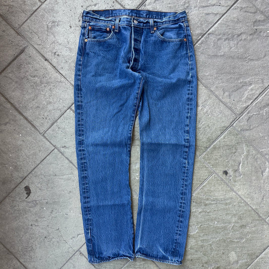 Pantalon Levis De Hombre Talla 35x34 Color Azul Corte Recto 501