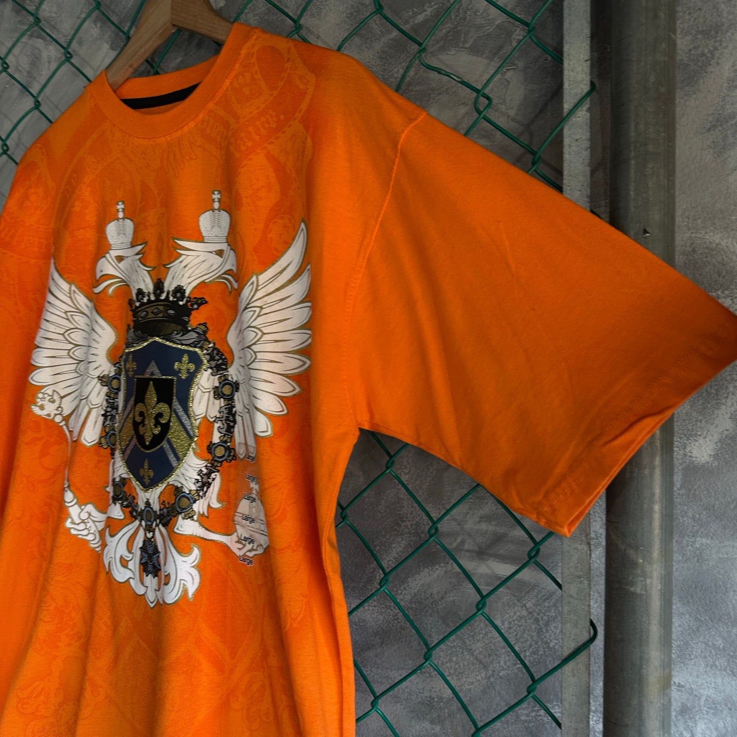 Camisa Y2K Avirex De hombre Talla L Color Naranja Con Bordados Logo de Escudo