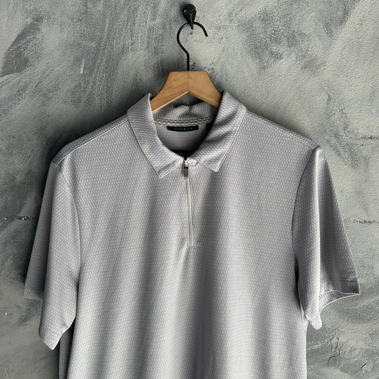 Camisa Polo Perry Ellis 1/4 Ziper De Hombre Talla M Color Gris Tela de GImnasio