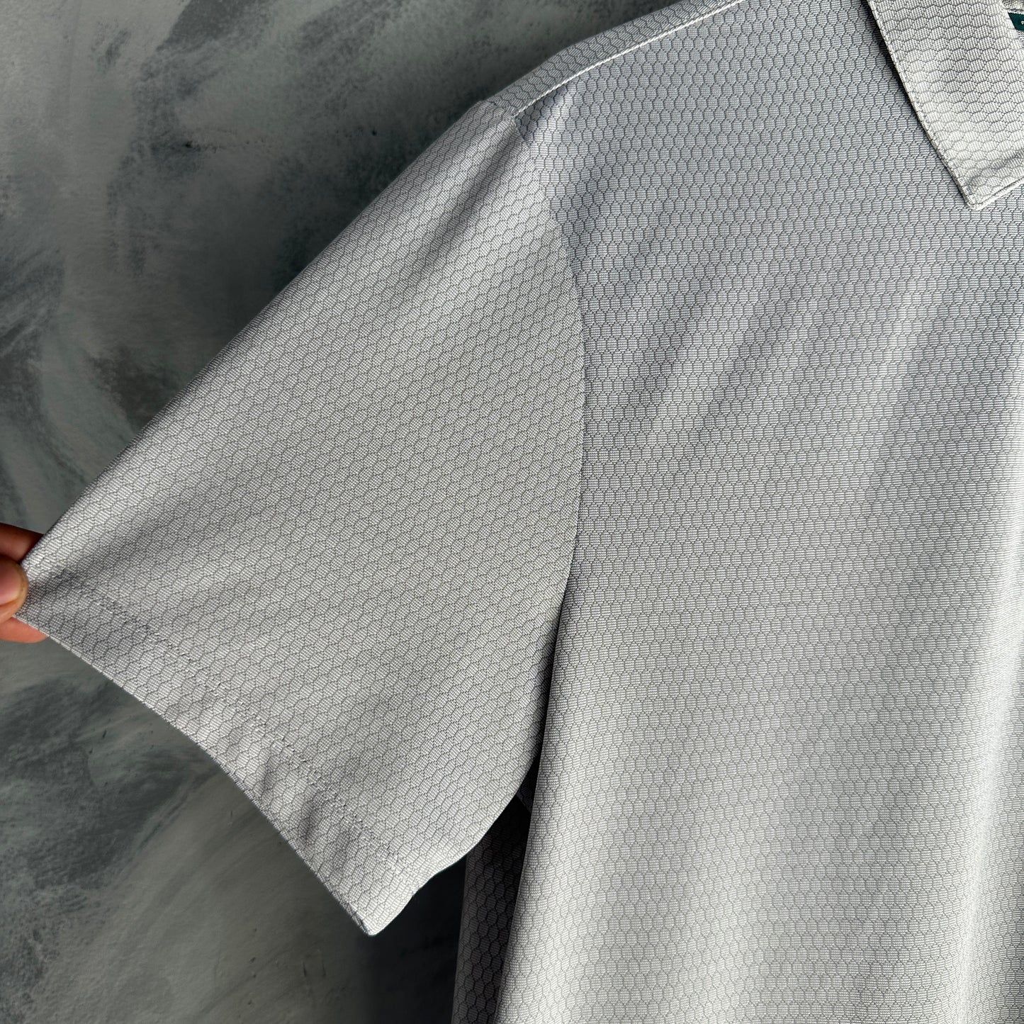 Camisa Polo Perry Ellis 1/4 Ziper De Hombre Talla M Color Gris Tela de GImnasio