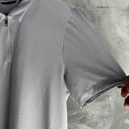 Camisa Polo Perry Ellis 1/4 Ziper De Hombre Talla M Color Gris Tela de GImnasio