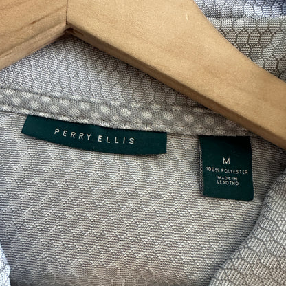 Camisa Polo Perry Ellis 1/4 Ziper De Hombre Talla M Color Gris Tela de GImnasio