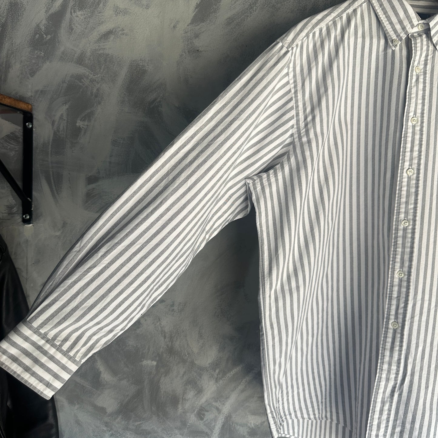 Camisa De Botones Polo Ralph Lauren Oxford De Hombre Talla XL Color Blanco Con Gris De Rayas