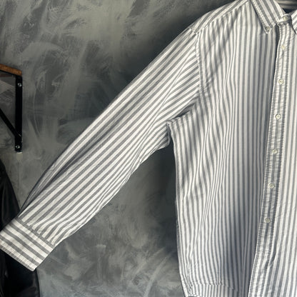 Camisa De Botones Polo Ralph Lauren Oxford De Hombre Talla XL Color Blanco Con Gris De Rayas