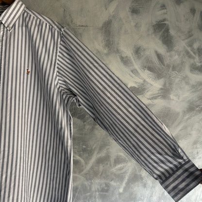 Camisa De Botones Polo Ralph Lauren Oxford De Hombre Talla XL Color Blanco Con Gris De Rayas