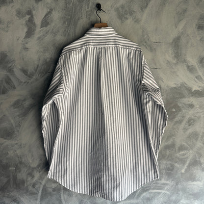 Camisa De Botones Polo Ralph Lauren Oxford De Hombre Talla XL Color Blanco Con Gris De Rayas