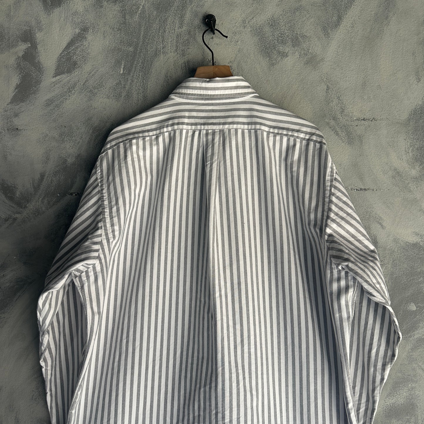 Camisa De Botones Polo Ralph Lauren Oxford De Hombre Talla XL Color Blanco Con Gris De Rayas