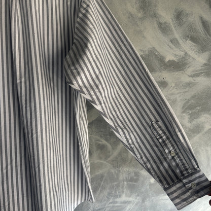 Camisa De Botones Polo Ralph Lauren Oxford De Hombre Talla XL Color Blanco Con Gris De Rayas