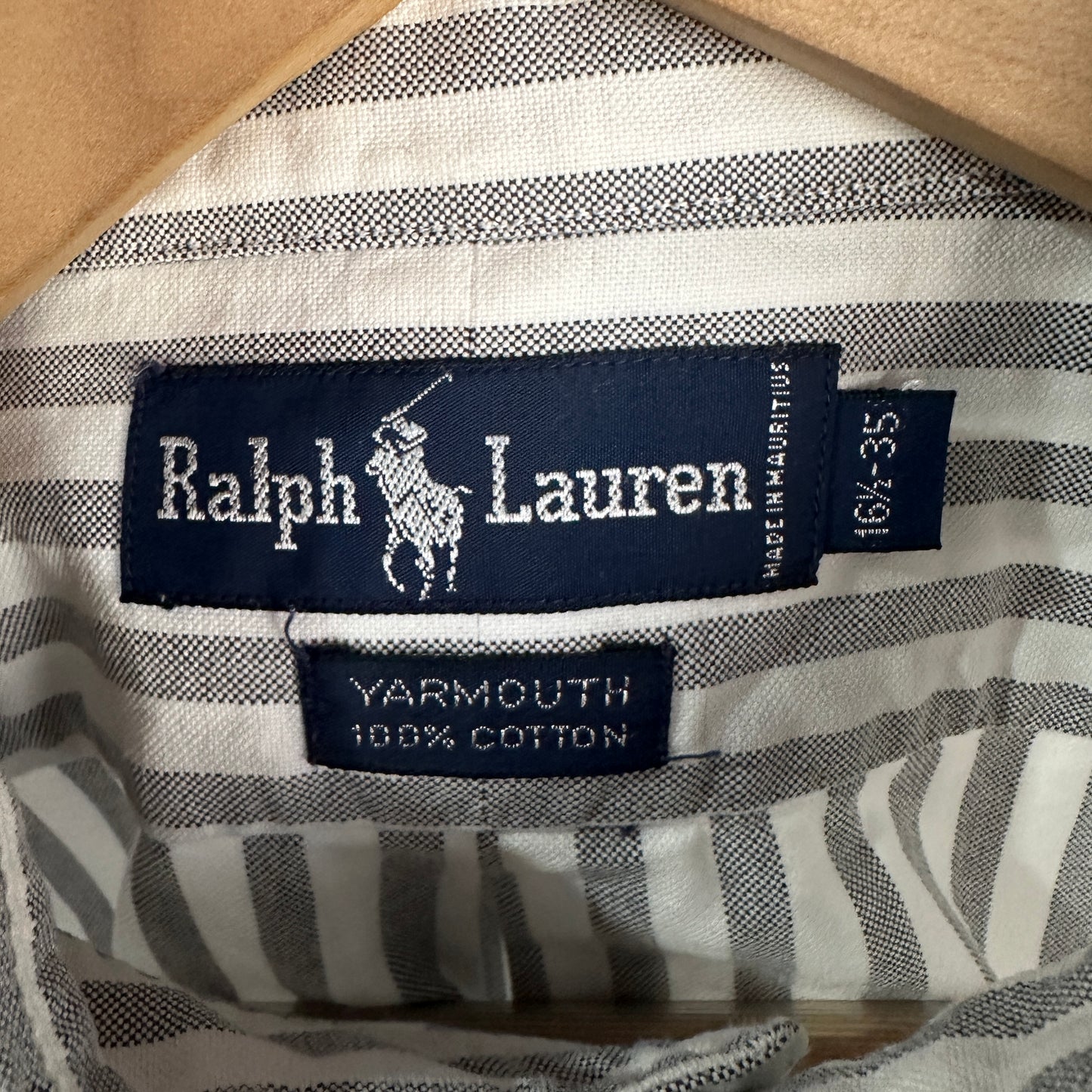 Camisa De Botones Polo Ralph Lauren Oxford De Hombre Talla XL Color Blanco Con Gris De Rayas