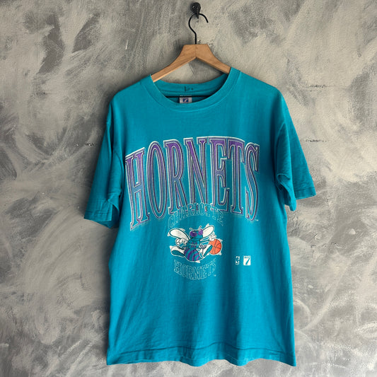 Camisa Vintage Charlotte Hornets De Hombre Talla L Color Azul Logo 7