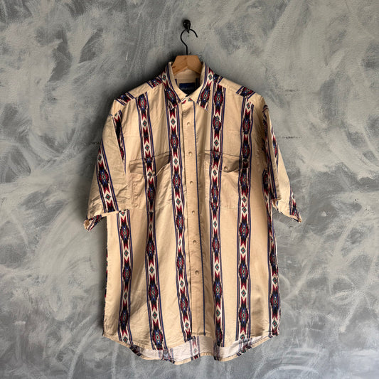 Camisa Vintage Wrangler De Hombre Aztec Pearl Snap