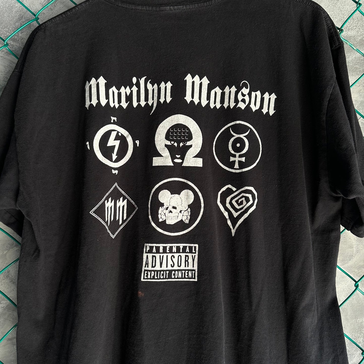 Camisa De Marlyn Manson De Hombre Talla XL Color Negra Con Bordado Y Print Grande Rock And Death