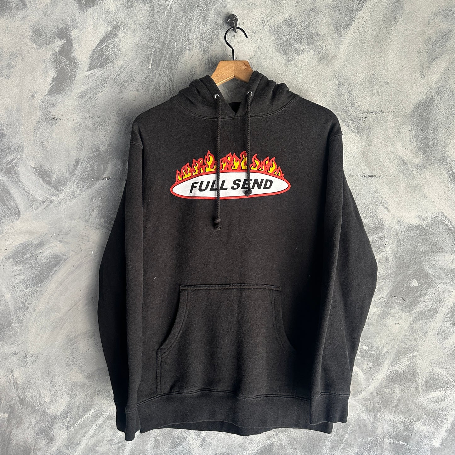 Sueter Hoodie Skater Full Send De Hombre Flamas