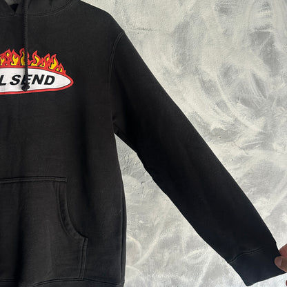 Sueter Hoodie Skater Full Send De Hombre Flamas