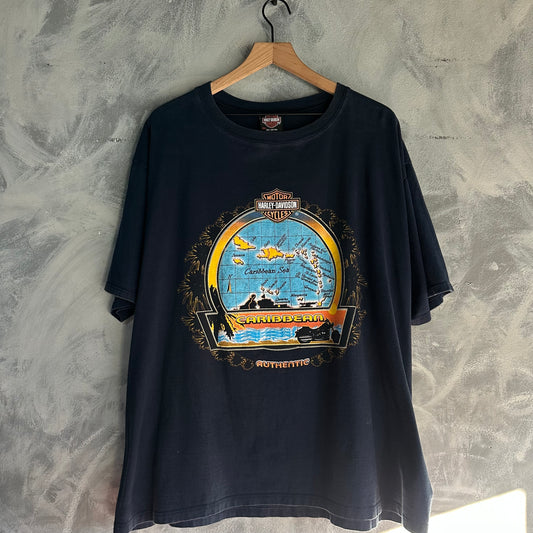 Camisa Vintage De Harley Davidson De Hombre Marino Big Twin Aruba