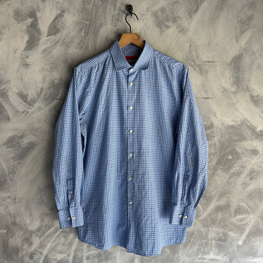 Camisa De Botones Hugo Boss De Hombre 16.5 32/33 Color Azul Blanco
