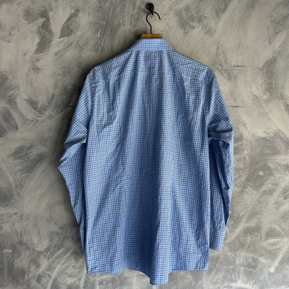 Camisa De Botones Hugo Boss De Hombre 16.5 32/33 Color Azul Blanco