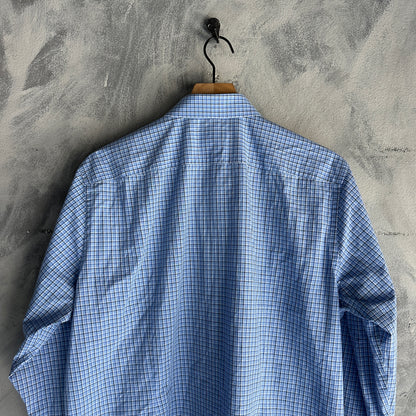 Camisa De Botones Hugo Boss De Hombre 16.5 32/33 Color Azul Blanco
