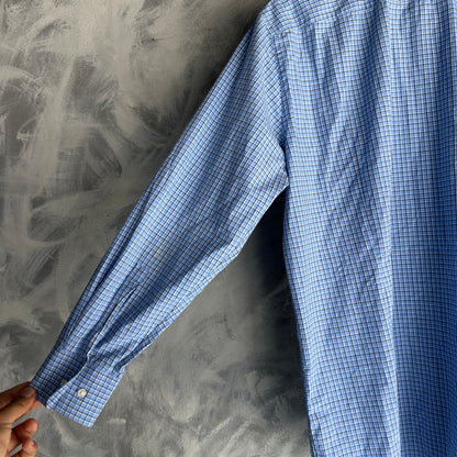 Camisa De Botones Hugo Boss De Hombre 16.5 32/33 Color Azul Blanco