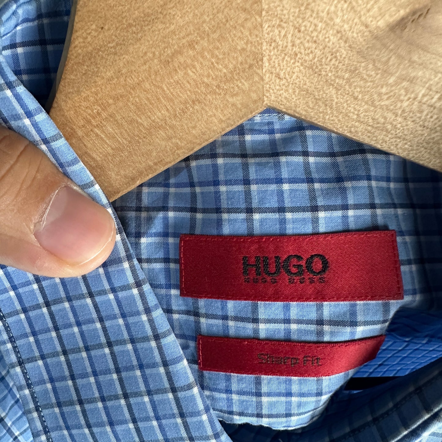 Camisa De Botones Hugo Boss De Hombre 16.5 32/33 Color Azul Blanco