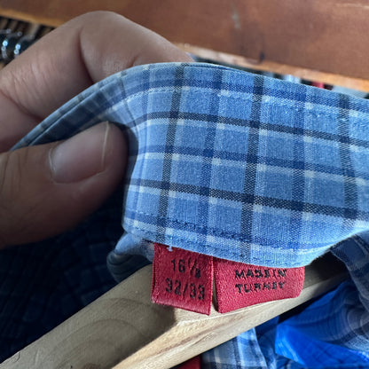 Camisa De Botones Hugo Boss De Hombre 16.5 32/33 Color Azul Blanco