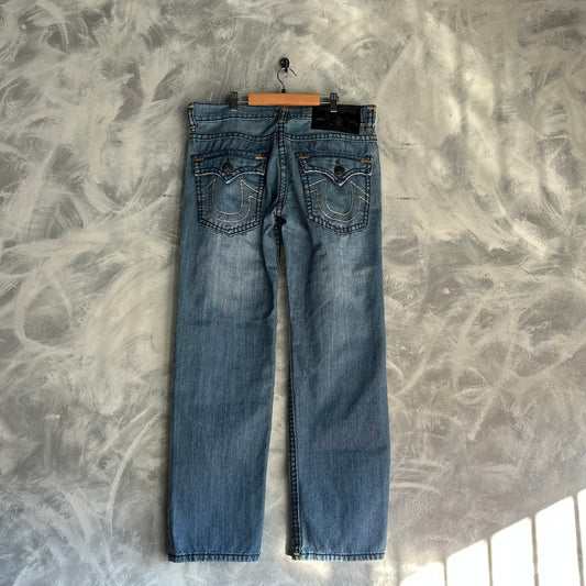 Pantalon True Religion De Hombre Talla 38 Desvanecido Con Costura Gruesa Negra