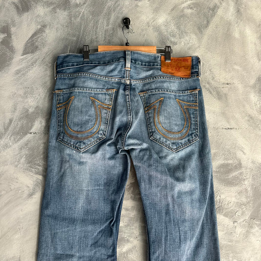 Pantalon True Religion De Hombre Talla 32 Desvanecido Con Costura Gruesa Bobby