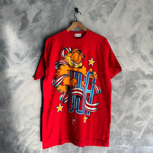 Camisa Vintage Garfield De Hombre Talla XL Color Rojo AOP Jerry Leigh