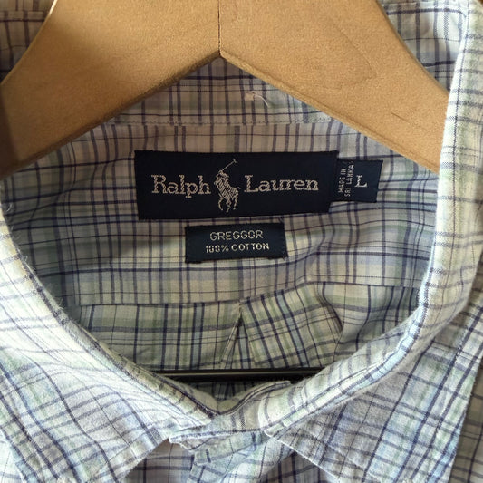Camisa De Botones Polo Ralph Lauren De Hombre Talla L Color Azul De Cuadros Manga Corta