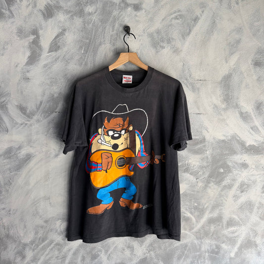 Camisa Vintage De Taz Vaquero De Hombre Talla L Color Negro Doble Print