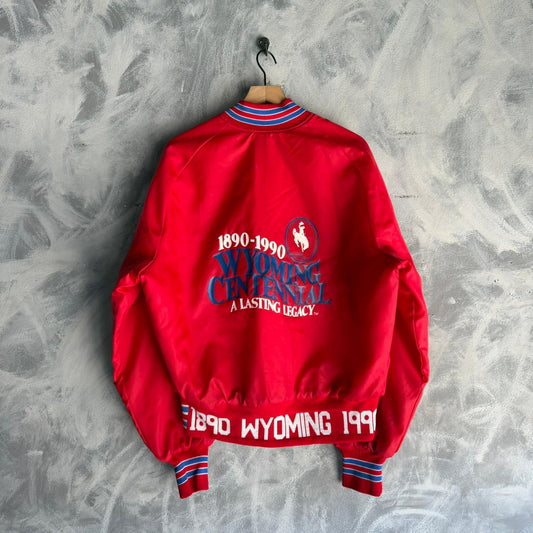 Chamarra Bomber De Satin Vintage De Hombre Talla L Color Rojo Western