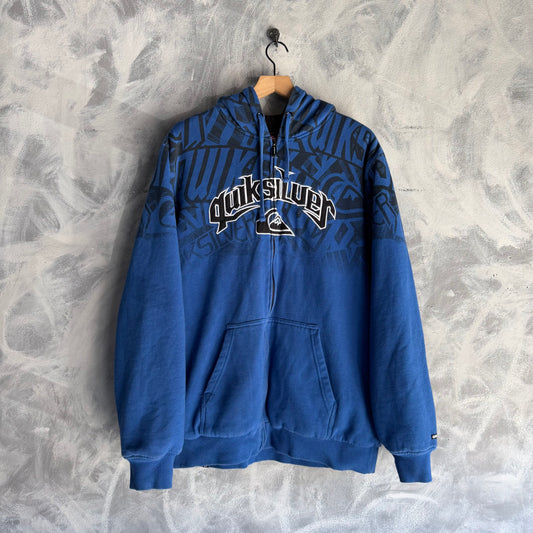 Sueter de Ziper Hoodie Y2K Vintage QuickSilver De Hombre Talla XL Color Azul Con Forro De Borrego