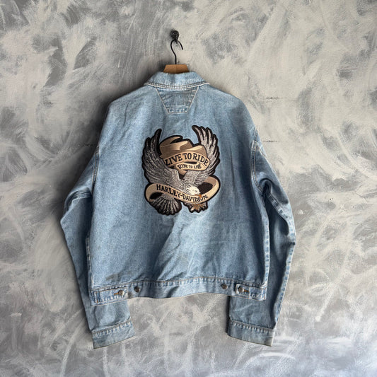 Chamarra de Mezclilla Vintage Harley Davidson De Hombre Aguila
