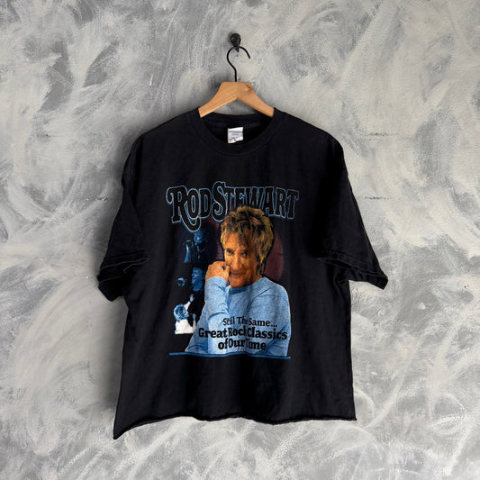 Camisa Vintage De Rod Stewart De Hombre Corte Boxy Croped