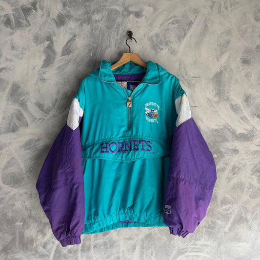Chamarra Vintage Logo 7 Charlote Hornets De Hombre 90s