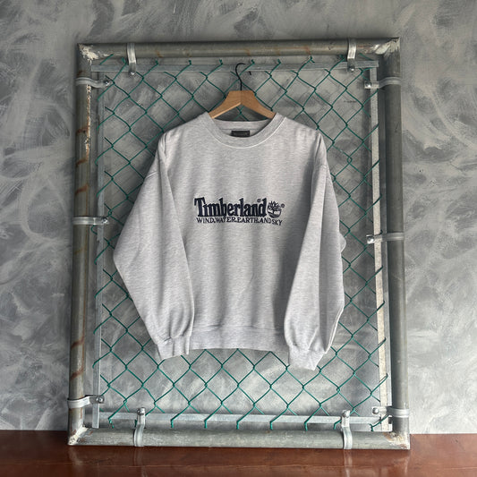 Sueter Crewneck Vintage Timberland De Hombre Talla M Color Gris Logo Bordado