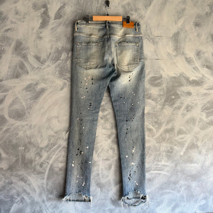 Pantalon Purple De Hombre Talla 31x32 Con Diseno de Pintura Skynny