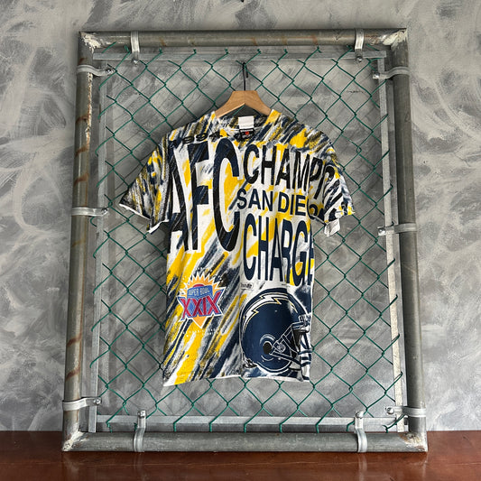 Camisa Vintage De San Diego Chargers De Hombre Color Blanco AOP Superbowl AFC Super Bowl XXIX