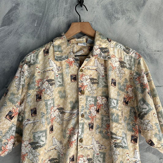 Camisa De Botones Vintage Ocean Pacific De Hombre De Aviones Floral