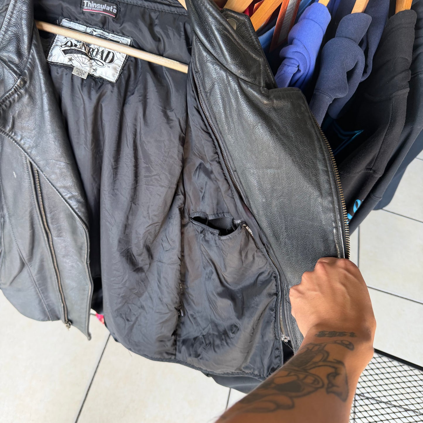 Chamarra De Piel Biker De Open Road De Hombre 40  Cuero Con forro