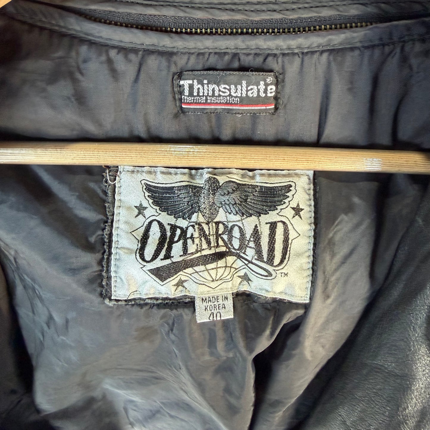 Chamarra De Piel Biker De Open Road De Hombre 40  Cuero Con forro