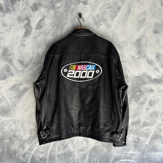 Chaqueta Vintage de Piel Nascar Para Hombre 2000’s