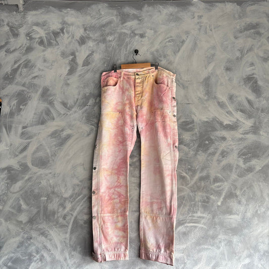 Pantalon Mnml Para Hombre Talla 36x31 Color Rosa Manchado Botones al Costado