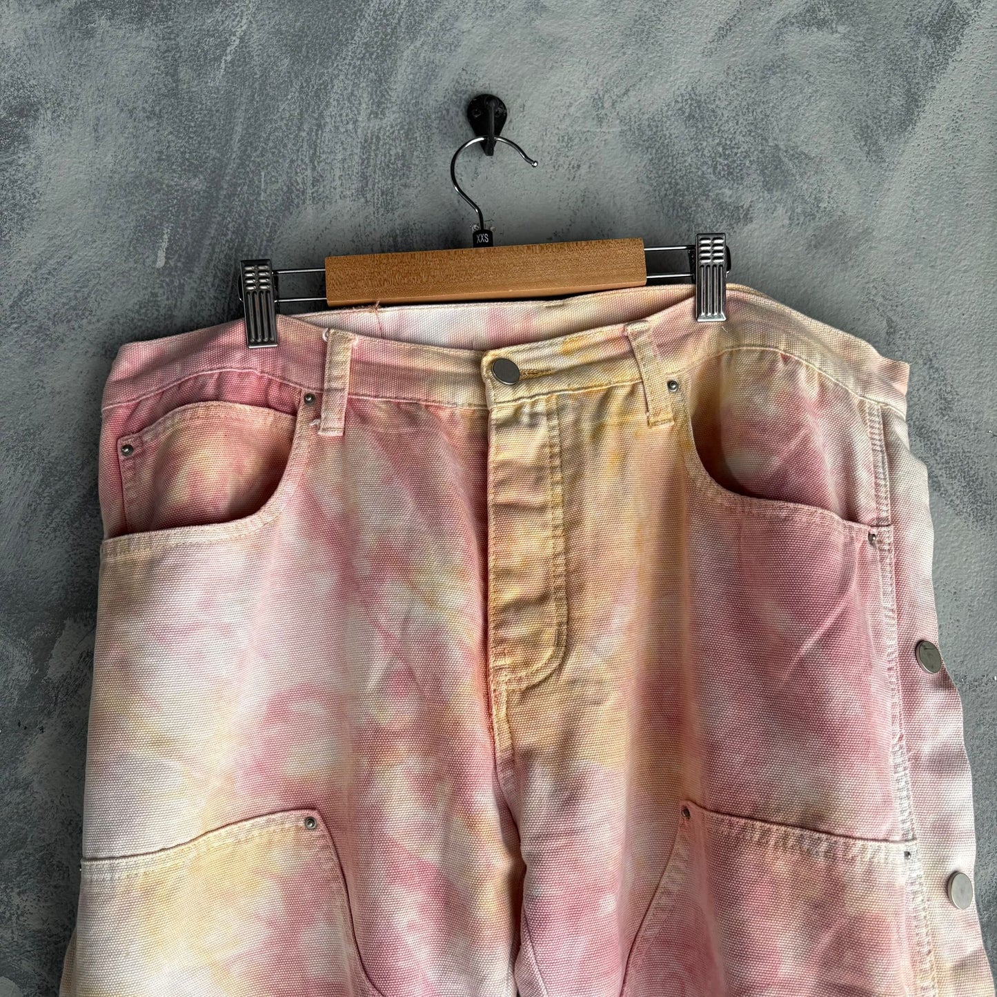 Pantalon Mnml Para Hombre Talla 36x31 Color Rosa Manchado Botones al Costado