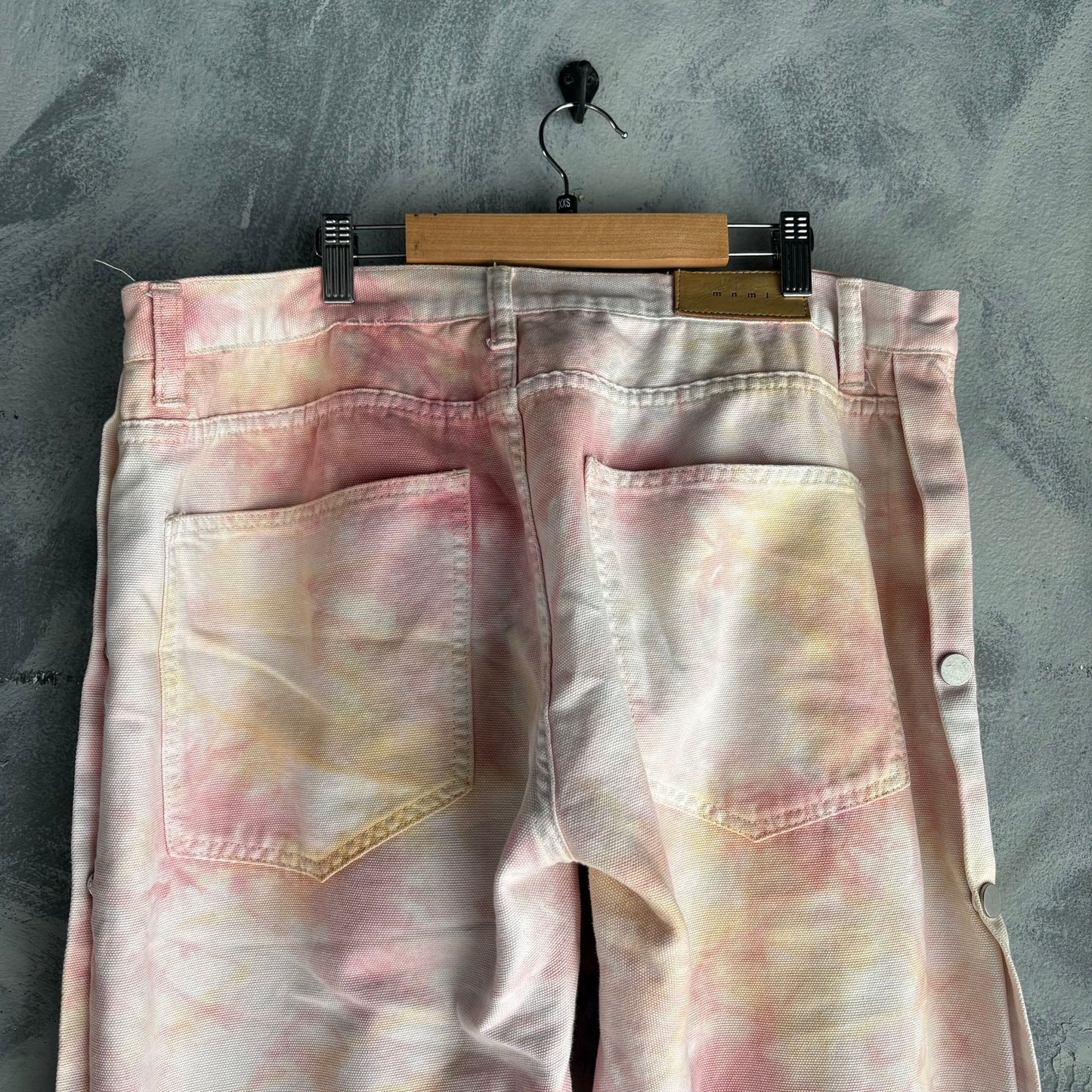 Pantalon Mnml Para Hombre Talla 36x31 Color Rosa Manchado Botones al Costado