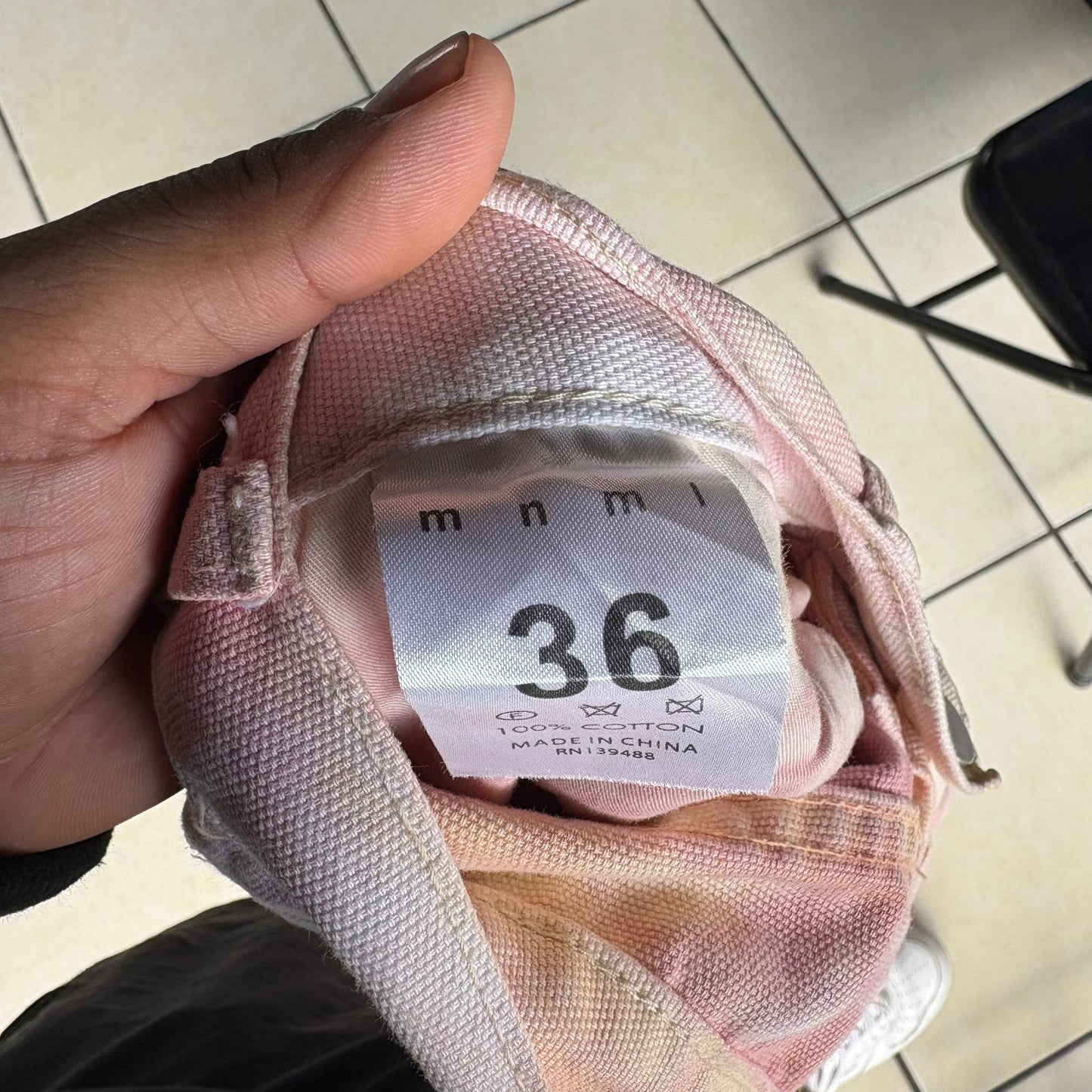 Pantalon Mnml Para Hombre Talla 36x31 Color Rosa Manchado Botones al Costado