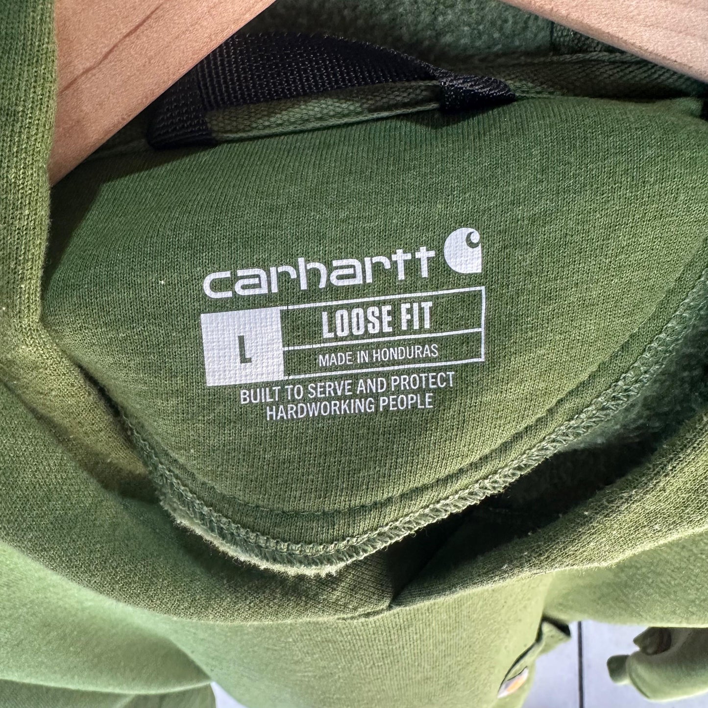 Hoodie Carhartt De Hombre Talla L Color Verde Loose Fit Con Print En Las Mangas